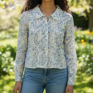 Exetera 100% Cotton Button Front Blouse